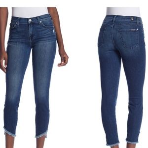 7 For All Mankind Ankle Skinny w/Frayed Angled Hem